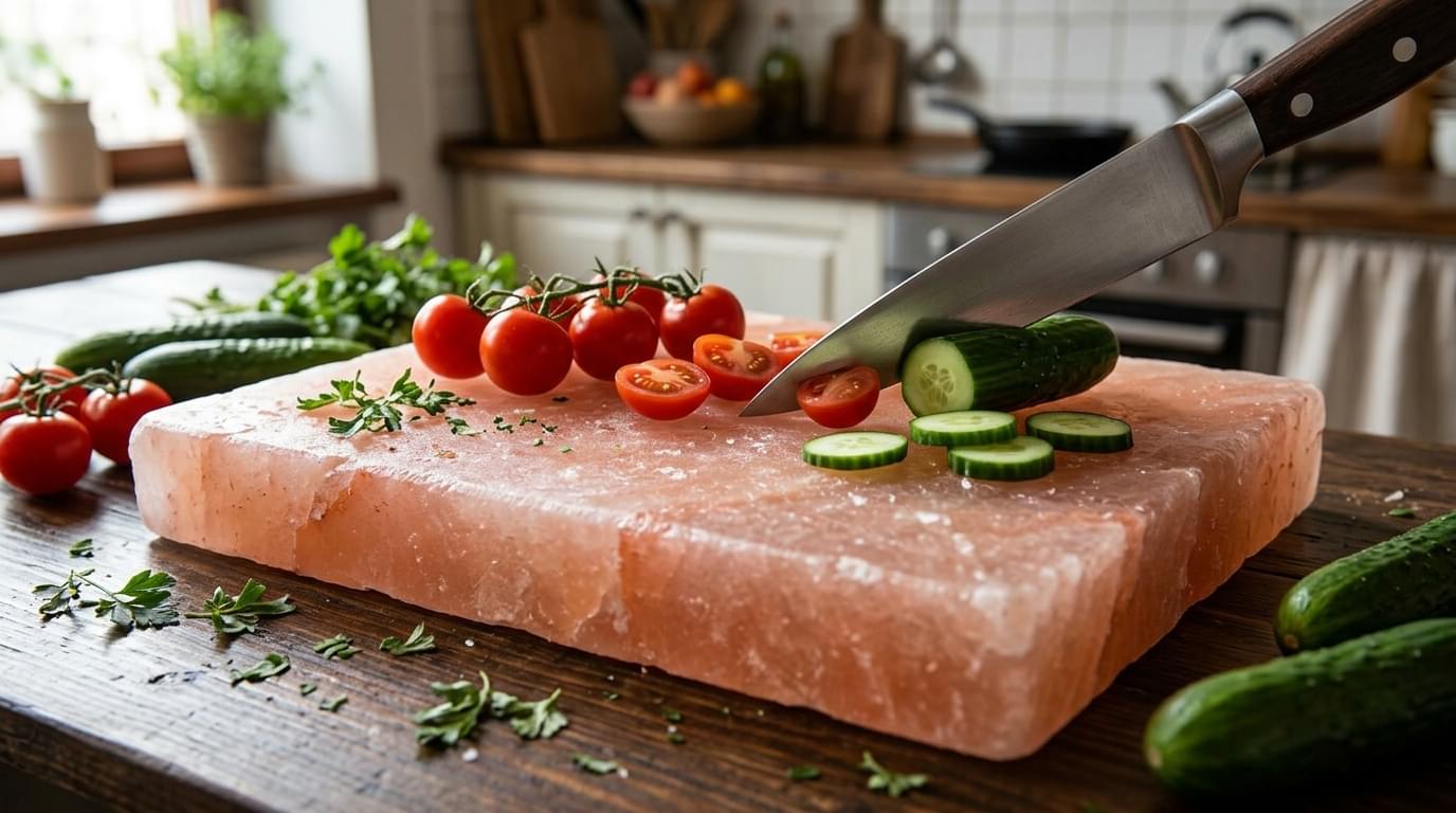 Himalayan salt chopping board for food preparation